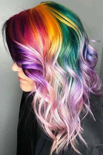 55 Fabulous Rainbow Hair Color Ideas Hair Color Highlights Hair Styles Rainbow Hair