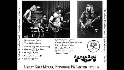 The Allman Brothers Band Statesboro Blues Syria Mosque 01 17 1971 Youtube