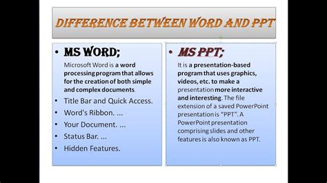 Difference Between Ms Word And Ms Powerpoint Ms Powerpoint Youtube