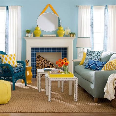 15 Chic And Colorful Spring Living Room Designs Blue Yellow Living