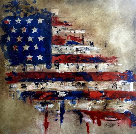 American Flag Painting By Tom Fedro Fine Art America