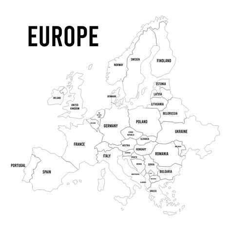 Best Black And White Printable Europe Map Pdf For Free At Printablee