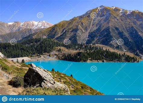 Amazing Mountain Lake With Turquoise Water Stock Photo Image Of