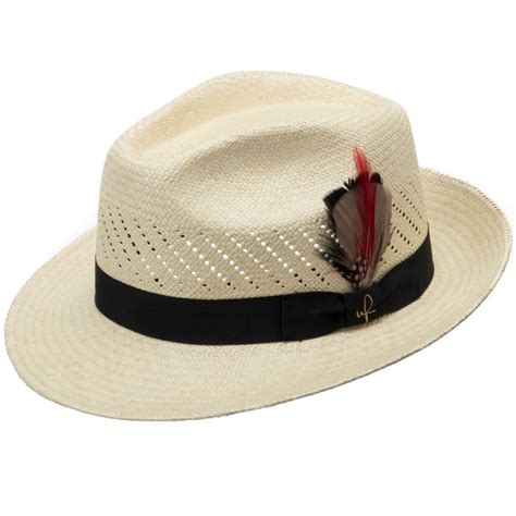 Ultrafino Canyon Vented Snap Brim Fedora Panama Straw Hat With Colorful