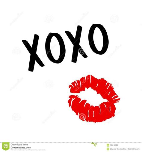 xoxo hugs and kisses lip kiss red female lips valentines day stock vector illustration
