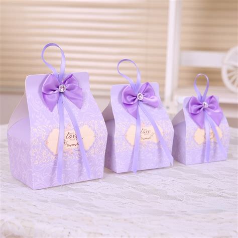 50pcs Purple Candy Boxes Party Favors Wedding Box Sweets Party Favour