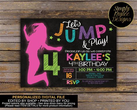 Jump And Play Birthday Party Invitation By Simplykayleedesigns On Etsy