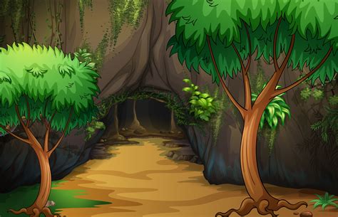 A Cave At The Forest 434466 Vector Art At Vecteezy