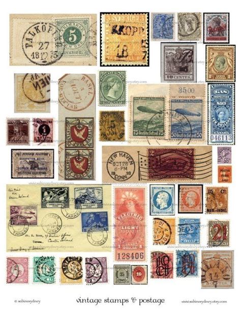 Vintage Stamps And Postage Digital Collage Sheet 181 Ephemera