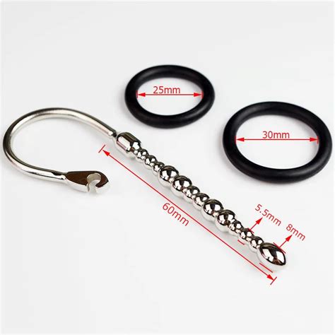 male stainless steel urethral sounding stretching stimulate bead penis plug cock ring bdsm