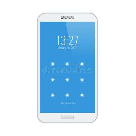 White Smartphone Modern User Interface With A Screen Lock Stock Vector