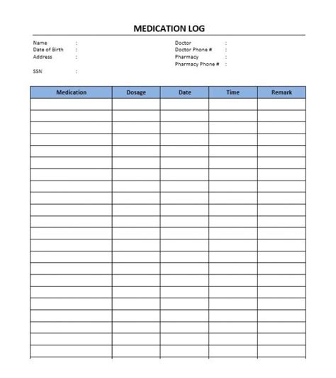 58 Medication List Templates For Any Patient Word Excel Pdf Free