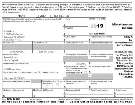1099 Form Fillable Instructions For Form 1099 Misc 2019 1099 Tax Form