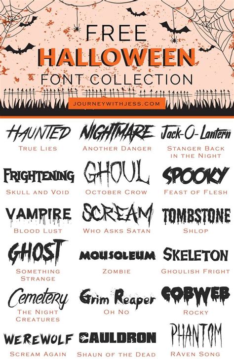 Free Font Collection Halloween Fonts — Journey With Jess Inspiration