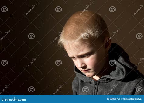 Sad Upset Worried Unhappy Little Child Boy Stock Image Image Of
