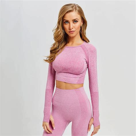women seamless workout set yoga co ord fitness leggings and cropped shirts perfect booty