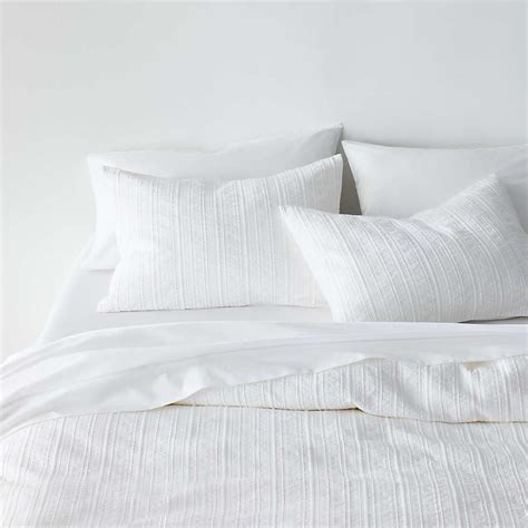 Organic Cotton White Textured Duvet Covers Crate And Barrel