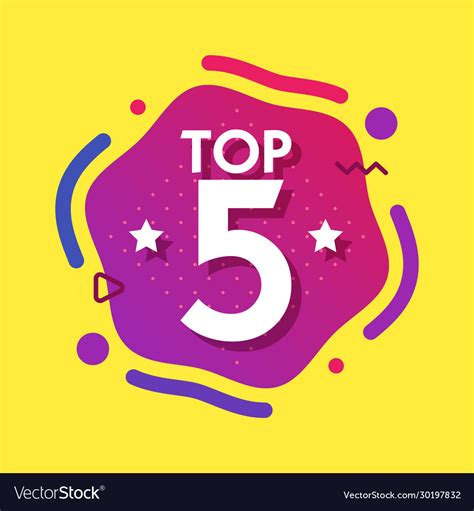 Top 5 Five Words On Purple Abstract Background Vector Image