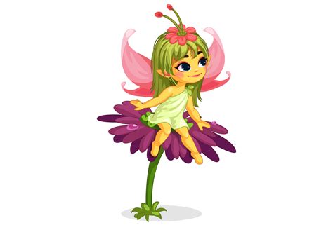 Beautiful Little Flower Fairy Sitting On The Flower 587662 Vector Art