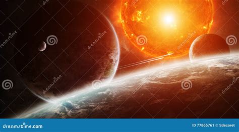 Exploding Sun In Space Close To Planet Stock Illustration