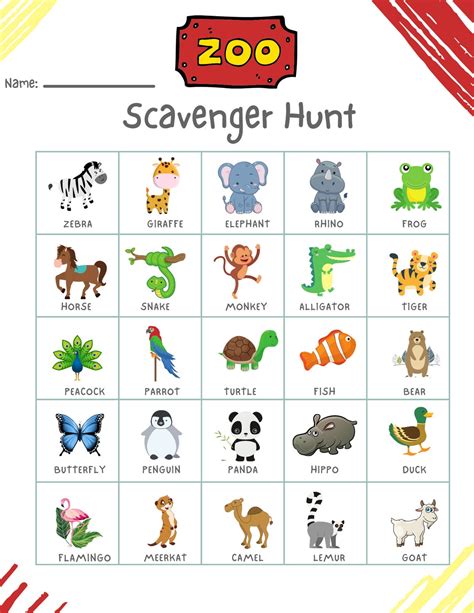 Zoo Scavenger Hunt Pdf Instant Download Fun Activity Etsy