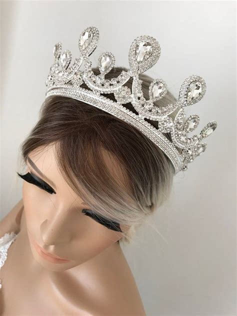Silver Tiara Bridal Crown Crystal Wedding Tiara Wedding Hair Etsy