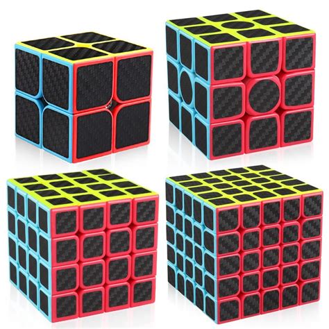 D Fantix Zcube Carbon Fiber Speed Cube Bundle Pack 2x2 3x3 4x4 5x5