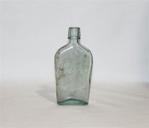 Antique Light Aqua Blue Glass Bottle Collectible Glass Flask Etsy