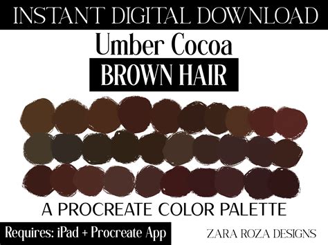 Umber Cocoa Brown Hair Color Palette Graphic By Zararozadesigns