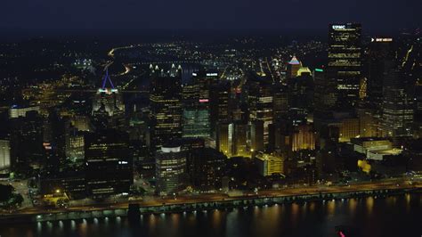 4k Stock Footage Aerial Video Of Downtown Pittsburgh Skyscrapers From
