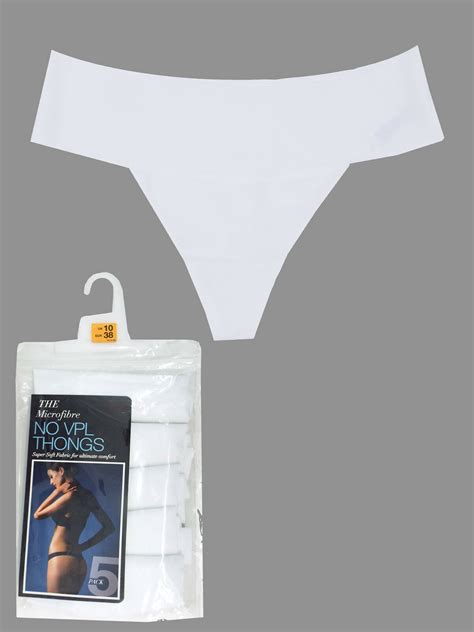 Ex George Pack Silky Smooth Microfibre Thongs Knickers Nvpl White Or