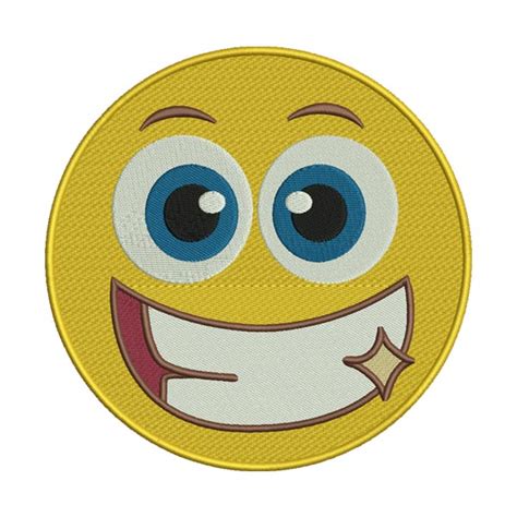 Sparkling Teeth Smiling Face Emoticon Emoji Embroidery Design Digitemb