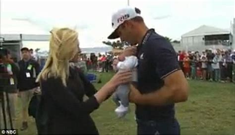 Dustin Johnson Celebrates Tournament Win At 18th Hole With Fiancée