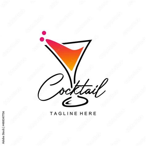 Cocktail Logo Design Vector Vintage Alcohol Drink Icon Cocktail Glass