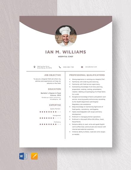 Free Pastry Chef Resume Download In Word