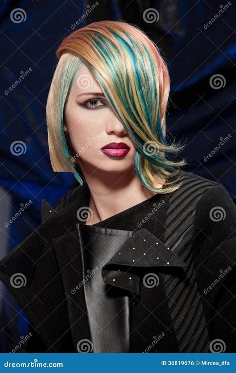 Fashion Model With Dyed Hair Stock Photo Image Of Sensuality Salon