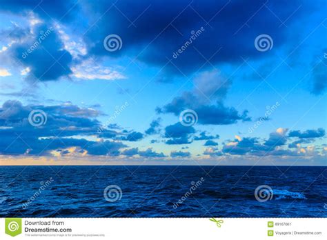 Seascape Evening Stormy Sea Horizon And Sky Stock Image Image Of