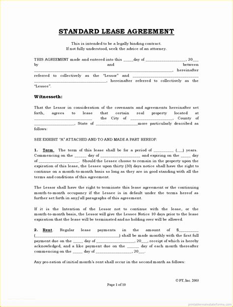 Rent To Own Lease Agreement Template Free Of Free Rental Agreements To