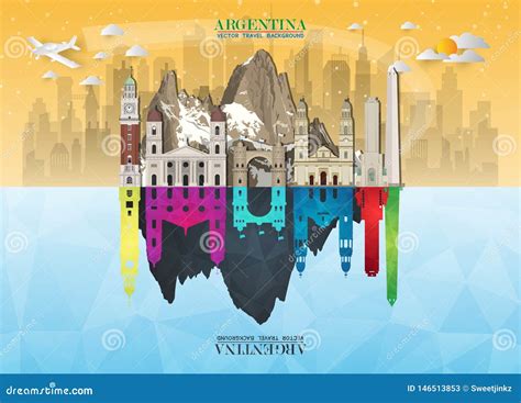 Argentina Landmark Global Travel And Journey Paper Background Vector