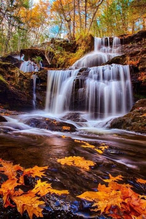 Autumn Waterfall Beautiful Nature Pictures Autumn Waterfalls Waterfall
