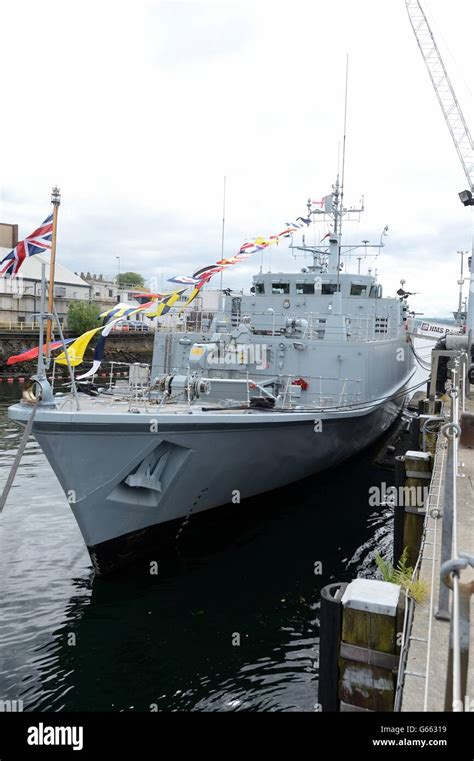 Hms Bangor A Minehunter At The Faslane Naval Base On The Clyde Which