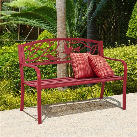 Costway Patio Garden Bench Park Yard Outdoor Furniture Cast Iron Porch