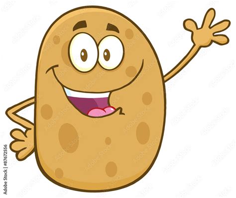 Happy Potato Cartoon Character Waving Stock Vector Adobe Stock
