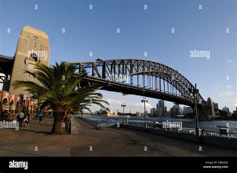 Harbour Bridge At Milsons Point With A View Of The Sydney Skyline With