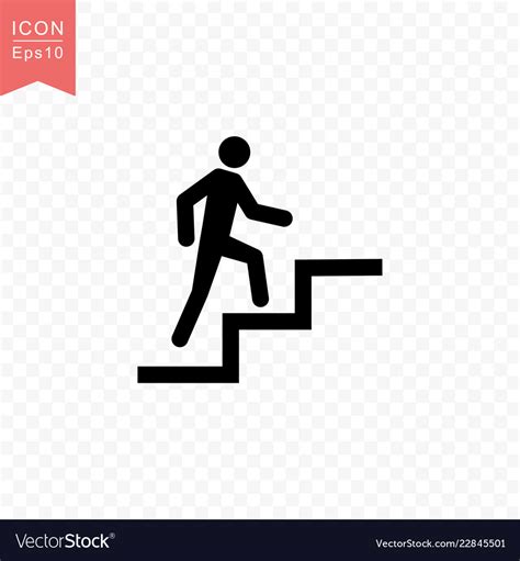 Man Climbing Stairs Icon Simple Flat Style Vector Image