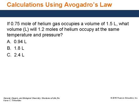 8 6 Volume And Moles Avogadros Law The
