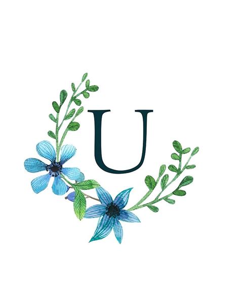 Flower symbols and signs similar on flowers ꙮ for romantiс persons and gardens.two centuries ago the language of flowers was used to express secret feelings, to send a coded. 'Monogram U Pretty Blue Flowers' Sticker by floralmonogram ...