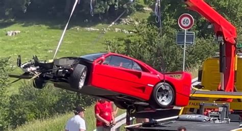 Ferrari F40 Crashes Into Barrier Coming Out Of A Corner At Swiss Hill