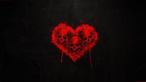 Hd Wallpaper Black And Red Heart And Skull Wallpaper Blood Black