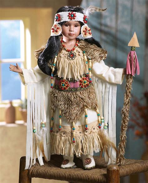 Native American Indian Young Girl In Faux Buckskin Porcelain Doll Nadie